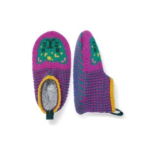 BOMBAS Vibrant Pink and Green Kids Gripper Slippers